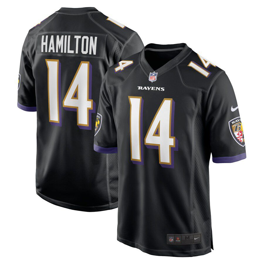 Men Baltimore Ravens #14 Kyle Hamilton Nike Black Player Game NFL Jersey->baltimore ravens->NFL Jersey